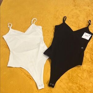 Women’s bodysuit Set of two- Black and White Cut Out Back